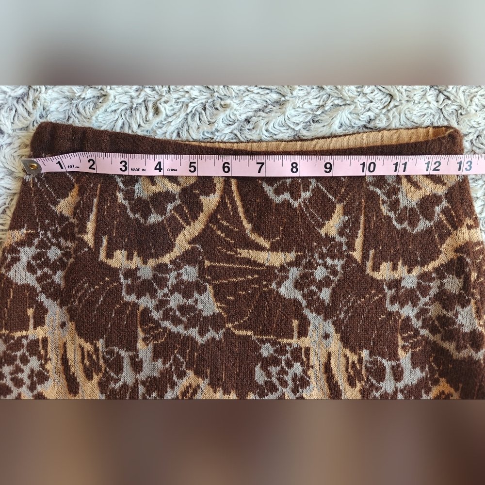 Sparrow Anthropologie Women’s Skirt XS Brown Abstract Straight Cozy EUC - Picture 6 of 7